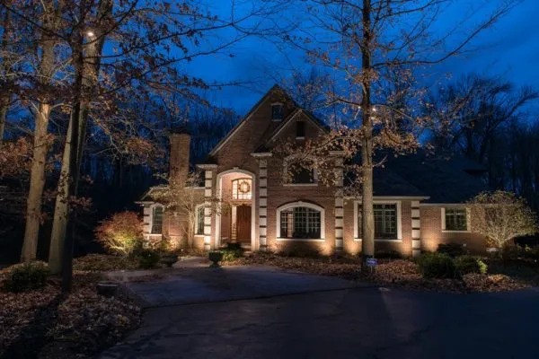 winter landscape lighting installation